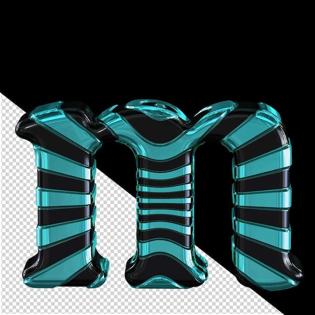 PSD black and turquoise symbol letter m