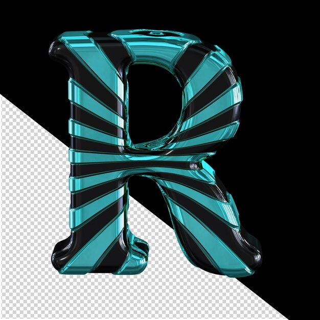 Black and turquoise symbol letter r