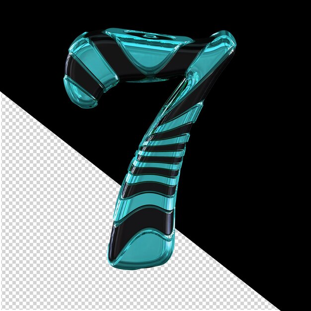 PSD black and turquoise symbol number 7