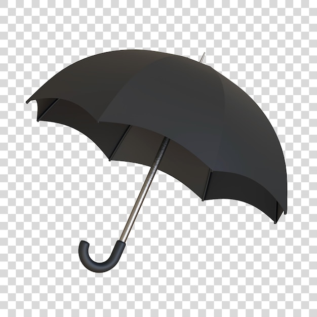 Black umbrella isolated on a white background 3D render illustration