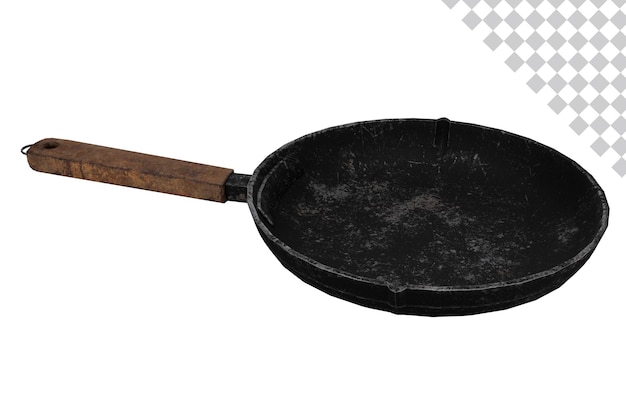 PSD Черная использованная сковорода кухонная утварь 3d визуализация