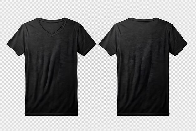 PSD black v neck cut out tshirt mockup on transparent background generative ai