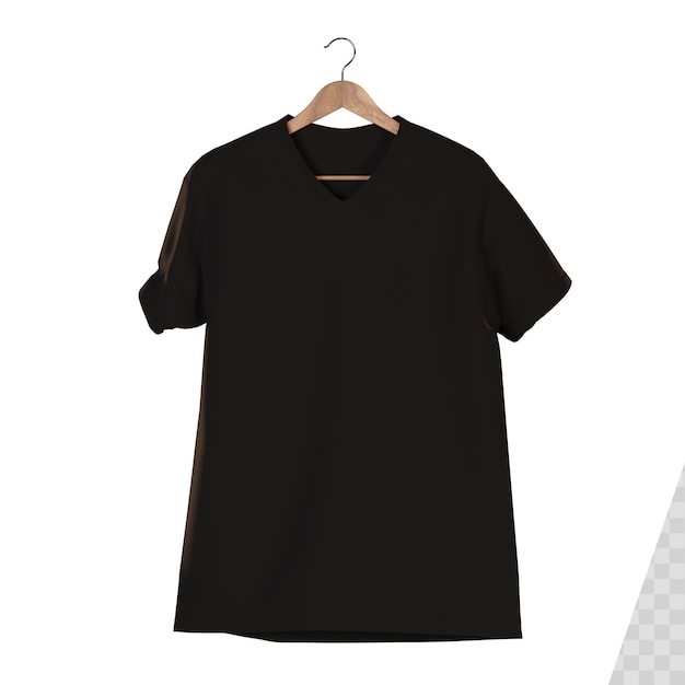 PSD black v neck tshirt mockup 3d