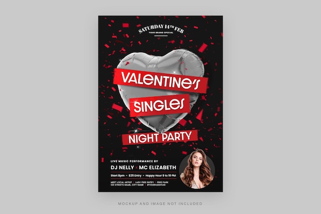 Black valentines flyer-sjabloon in psd v2