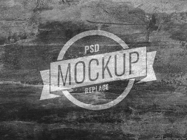 PSD logo mockup di cemento muro nero