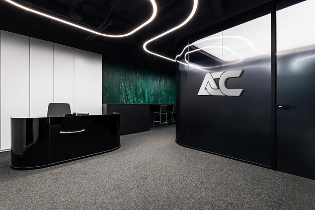 PSD black wall office mockup