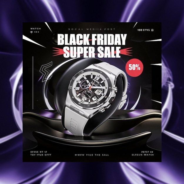 A black watch advertises the black friday sale