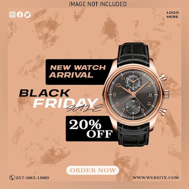 PSD a black watch advertises a new black friday sale