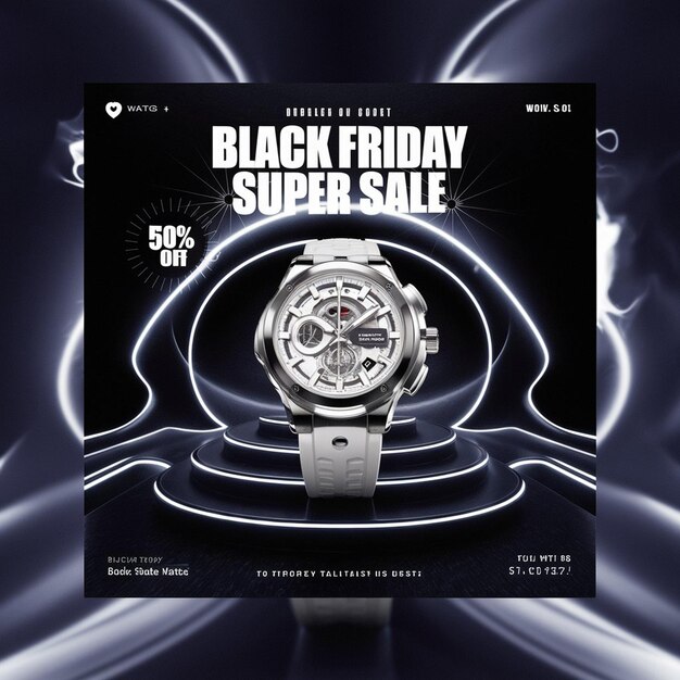 PSD un orologio nero con un viso d'argento è visualizzato su uno sfondo nero