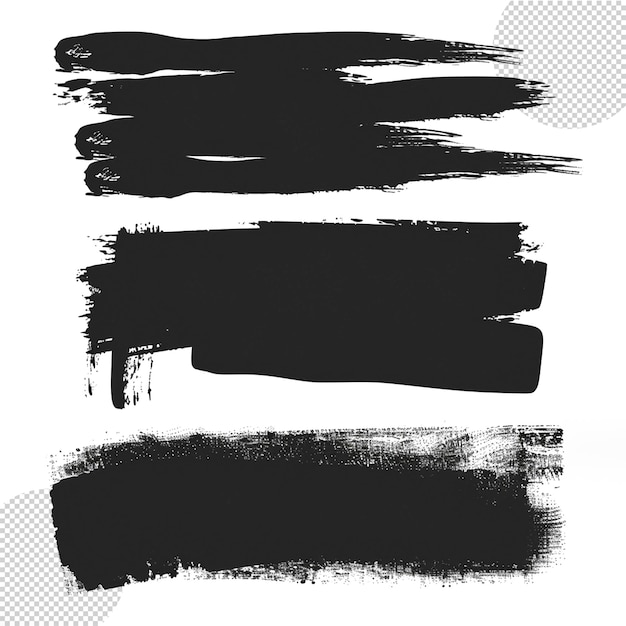 Black watercolor paint brush stroke set isolated