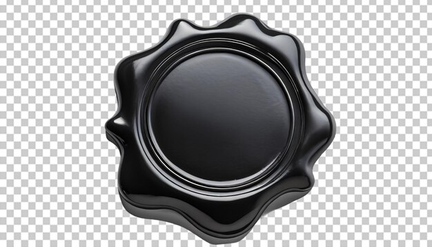 Black wax seal isolated on transparent background