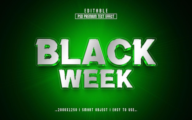 Black Week 3d bewerkbare tekst Effec-stijl PSD met premium achtergrond