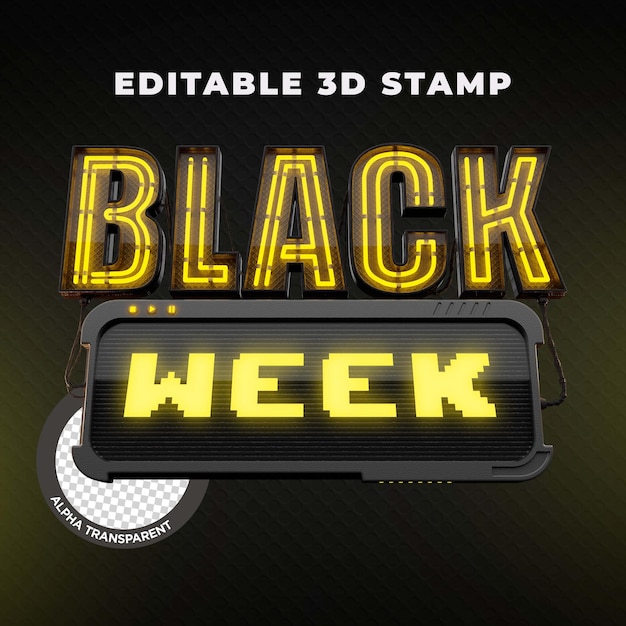 Black week, editable 3d stamp (week, friday, november)