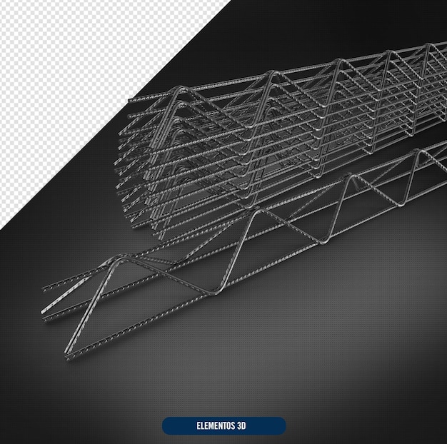 A black and white 3d image of a metal structure