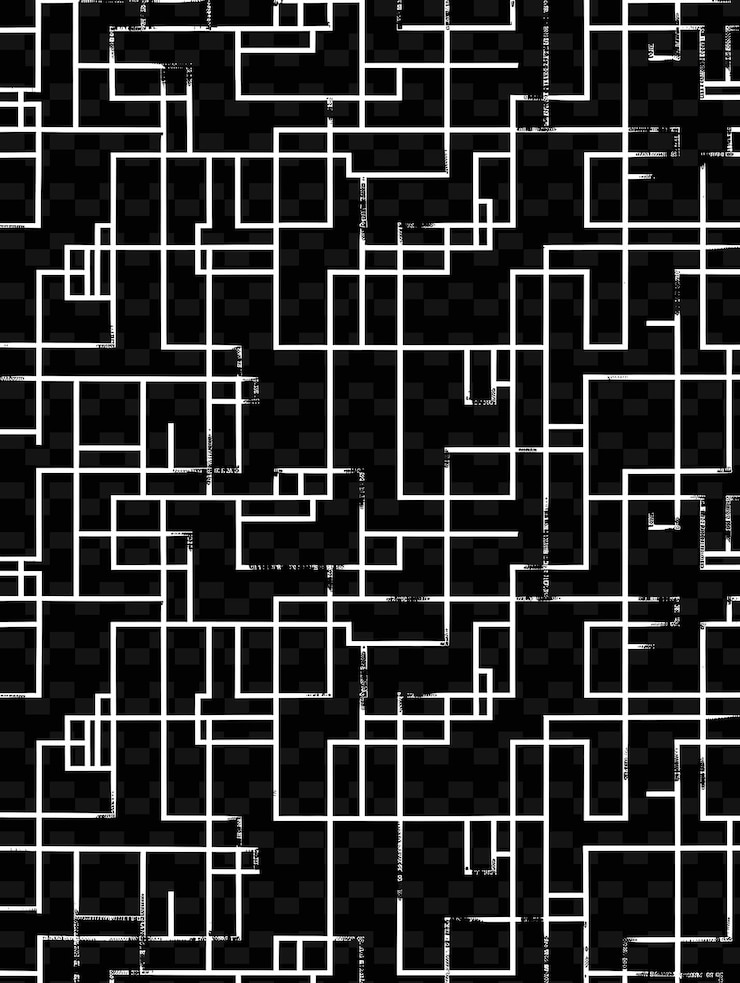 PSD black and white abstract lines on a black background