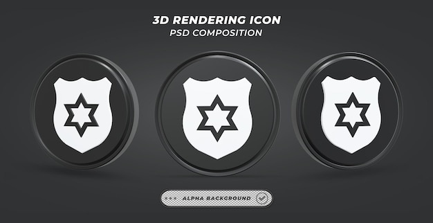 Black and white Badge Icon in 3D Rendering