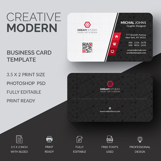 Black and white business card mockup