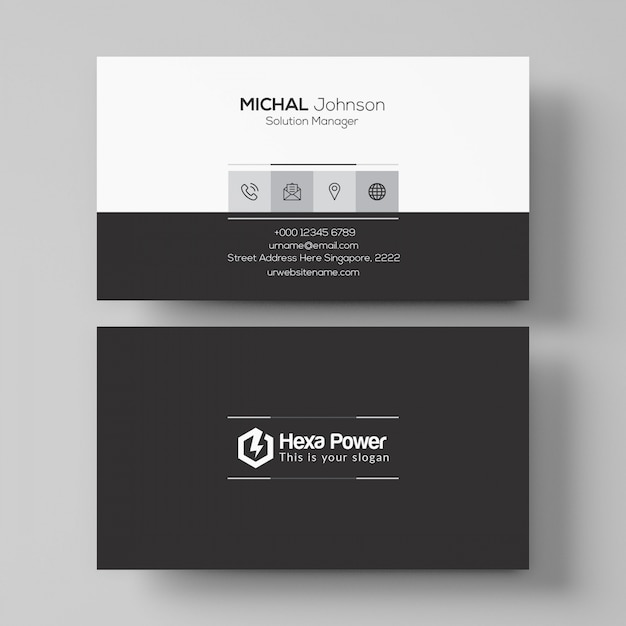 PSD black and white business card mockup