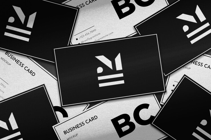 PSD black and white business card mockup