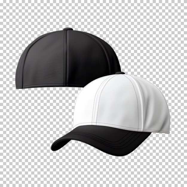 black white cap mockup on transparent background