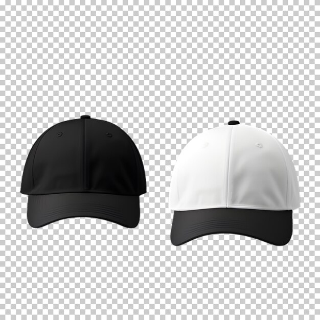 PSD black white cap mockup on transparent background