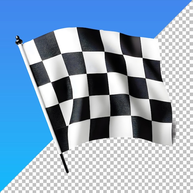 Black and white checkered flag isolated on transparent background