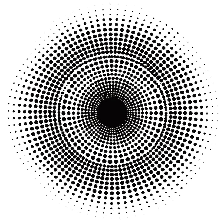 PSD a black and white circular design with a black circle in the middle