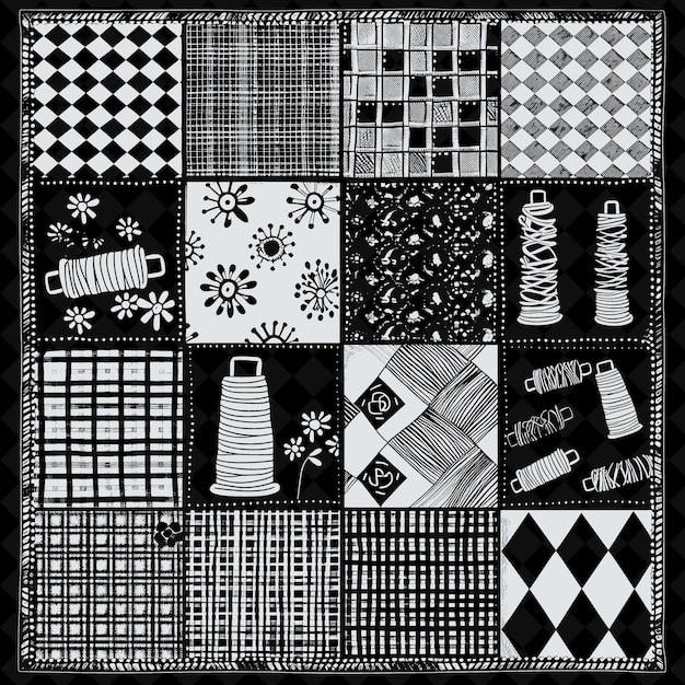 PSD a black and white collage of various patterns including a pattern