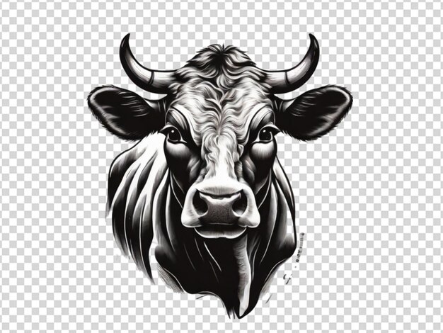 Black and white cow on transparent background