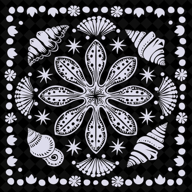 PSD a black and white design with a flower design in the middle