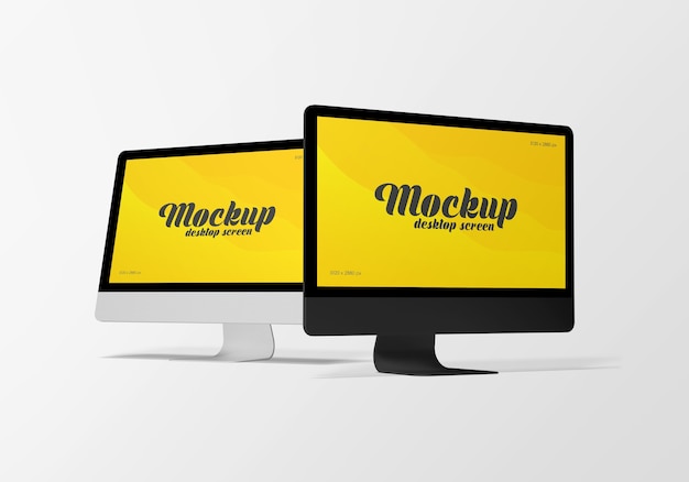 Mockup di computer desktop in bianco e nero