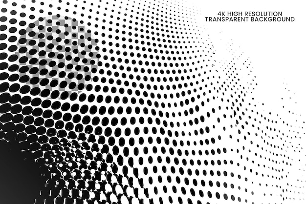 PSD black and white dotted halftone background 3d half tone on transparent background