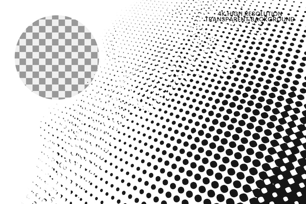 Black and white dotted halftone background 3d half tone on transparent background