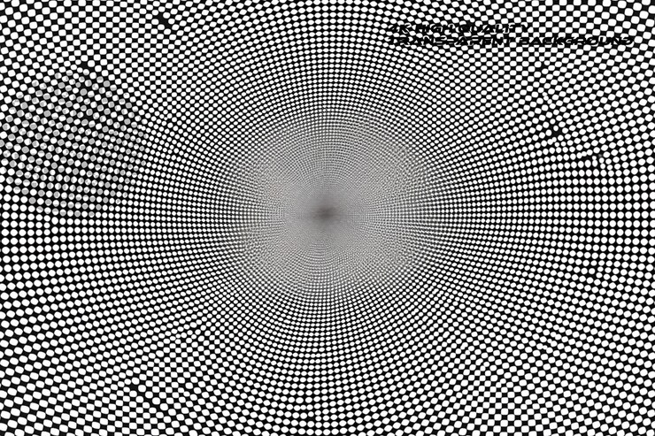 PSD black and white dotted halftone vector background on transparent background