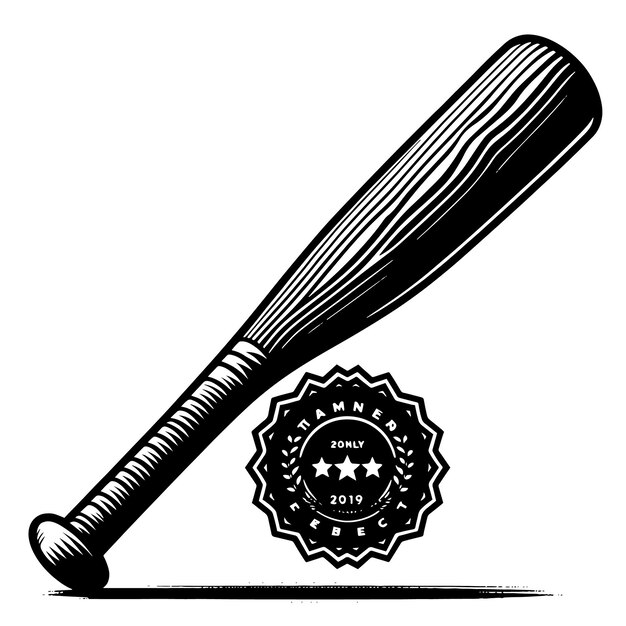 PSD a black and white drawing of a baseball bat