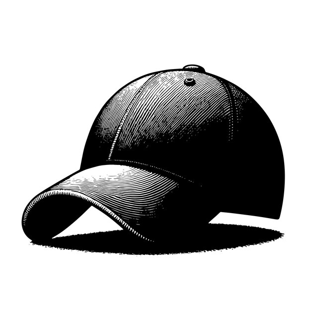 PSD a black and white drawing of a cap with the word  b  on it