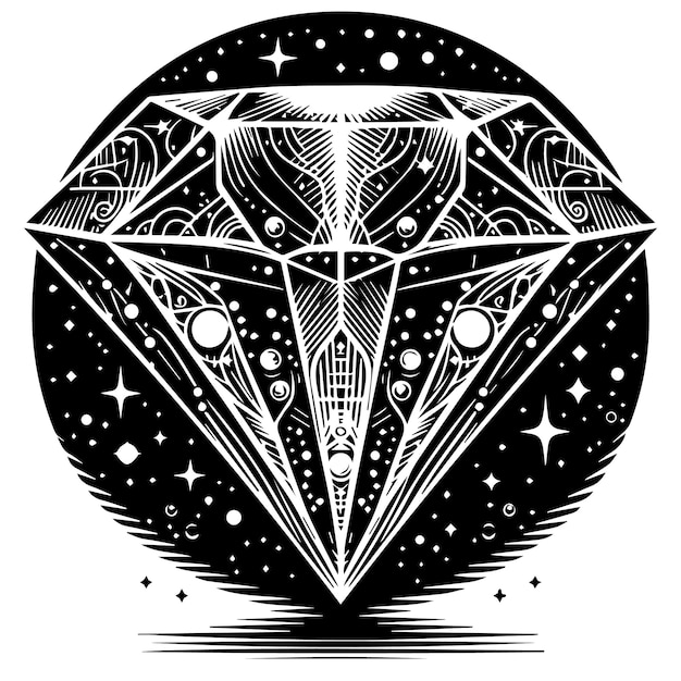 PSD a black and white drawing of a diamond with the words star on it