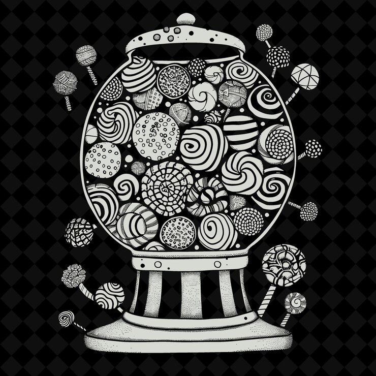 PSD a black and white drawing of a large egg with a design on it
