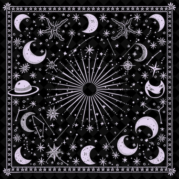 PSD a black and white drawing of the moon and the stars