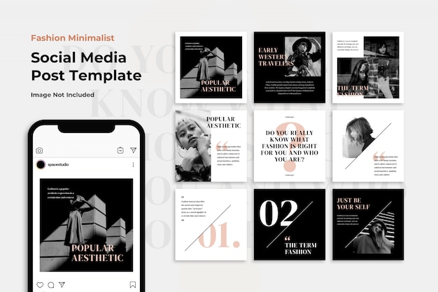 Black And White Fashion Sale Instagram Post Template Set