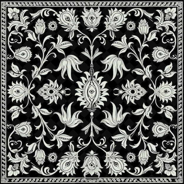 PSD a black and white floral design with a floral pattern