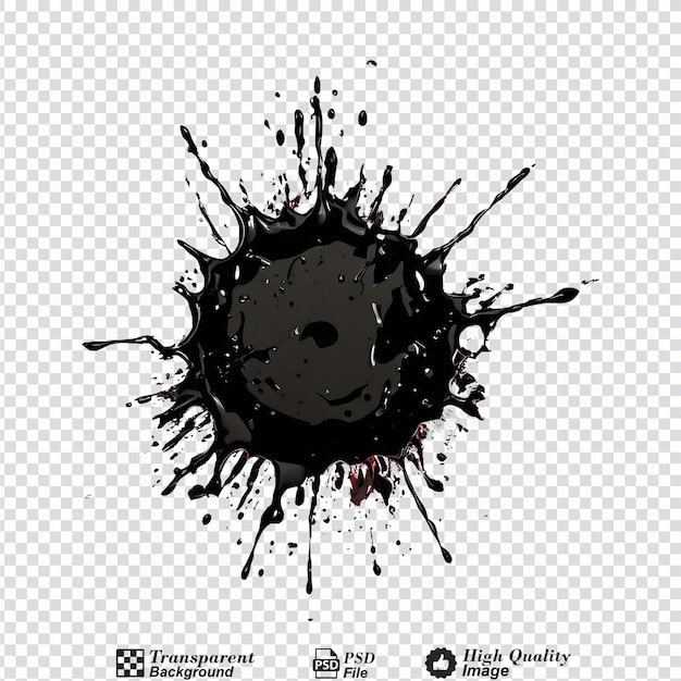 PSD black and white grunge ink splat isolated on transparent background