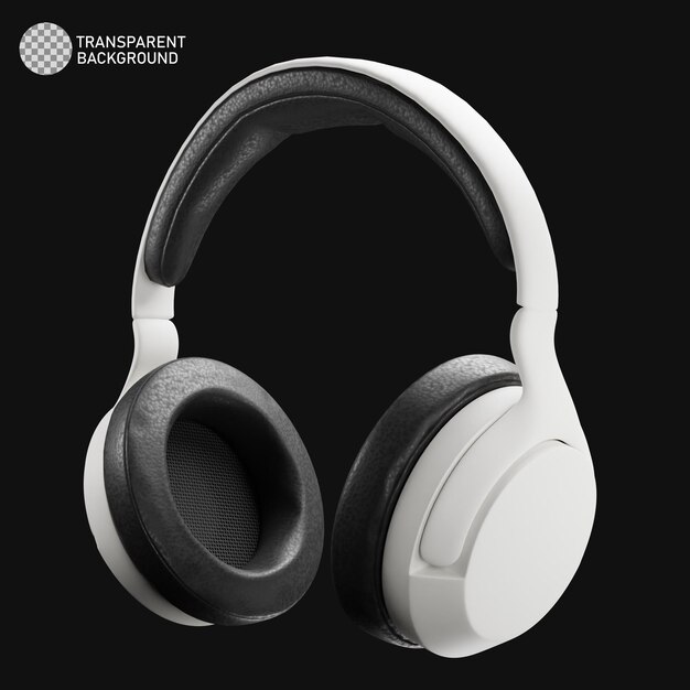 A black and white headphones with the word transparent background on the front.