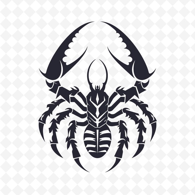 PSD a black and white illustration of a scorpion with a pattern on it