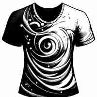 PSD black and white illustration of a white tshirt