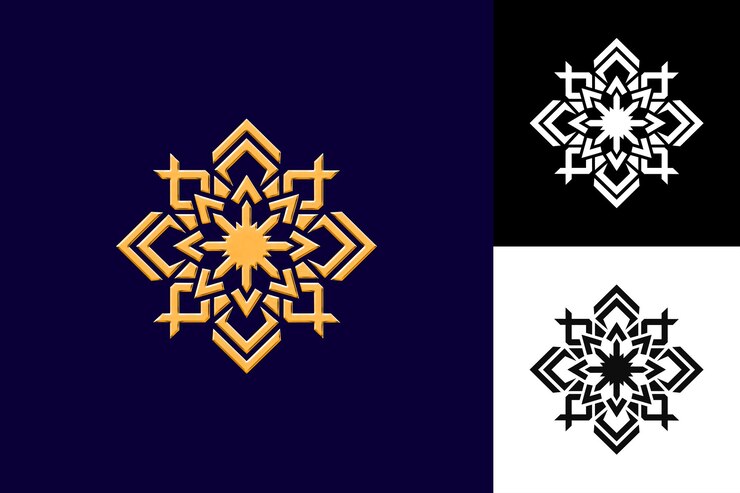 PSD a black and white image of a design with a yellow flower