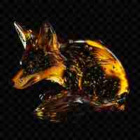 PSD a black and white image of a fox with a gold and black background