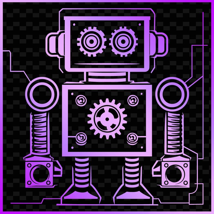 PSD a black and white image of a robot with gears and gears