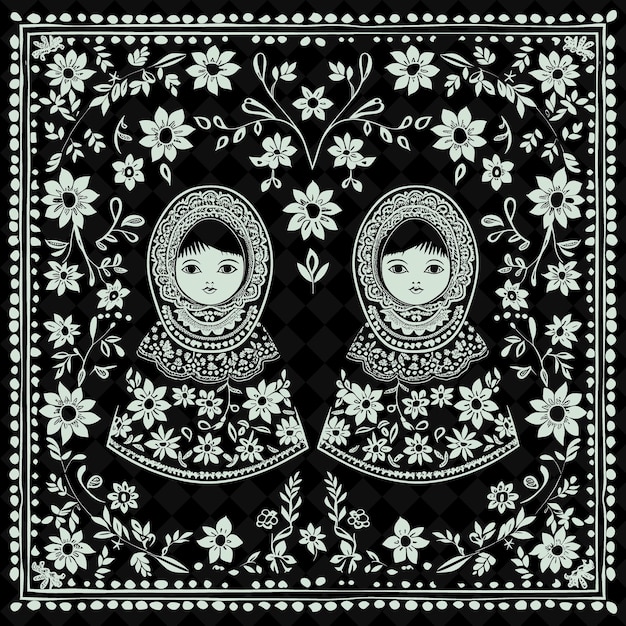 PSD a black and white image of two angels and a woman with flowers