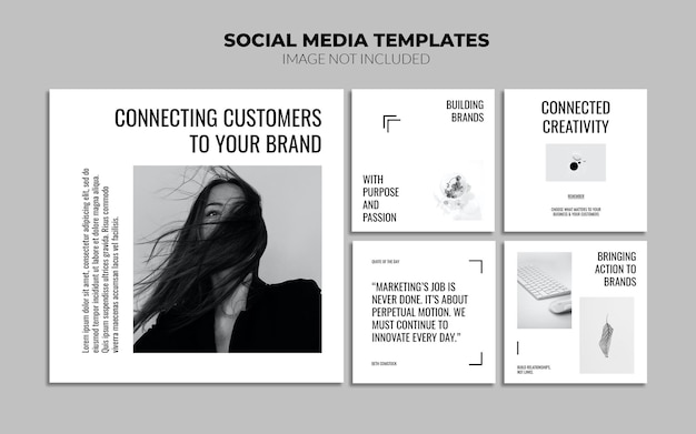 PSD black and white instagram social media post templates